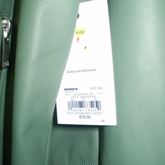 NWT RETAIL$78 NINE WEST OLIVE GREEN MOTO JACKET PLUS SZ XXL(18/20) - Picture 2 of 4